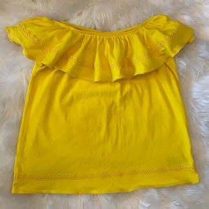 NEVER WORN Yellow on/off shoulder Gap Kids top XL